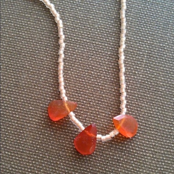 Carnelian / Seed Bead Necklace Vintage 70s - Picture 1 of 10